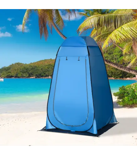 Tienda de Ducha Portátil con Bolsillo Bolsa de Transporte y UV 20+ para Baño Inodoro 126x124x189 cm Azul