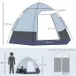 Tienda de Camping para 2-3 Personas con 2 Puertas Impermeable Anti-UV Palanca Automática 260x260x150 cm Negro y Gris