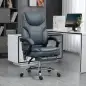 Silla de Oficina de Masaje con 6 Puntos de Vibración Tapizado en Cuero PU Silla Escritorio Reposapiés 67x67x121 cm Gris