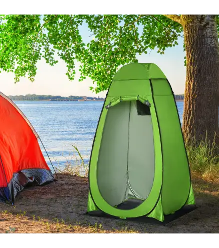Tienda de Ducha Portátil con Bolsillo Bolsa de Transporte y UV 20+ para Baño Inodoro 126x124x189 cm Verde