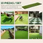 Césped Sintético de 10 Piezas 30x30 cm con Altura de Hierba 25 mm Anti-UV Alfombra Césped Artificial Verde Oscuro