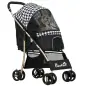 Carrito para Mascotas con 2 Puertas Ventana de Malla Cesta de Almacenamiento Cuerda de Seguridad 80x44,5x97 cm Negro