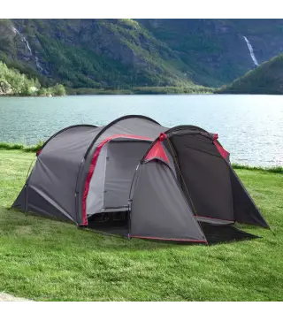 Tienda de Campaña Familiar 2-3 Personas Plegable Impermeable a Prueba de UV 20+ con Vestíbulo 426x206x154 cm Gris Oscuro