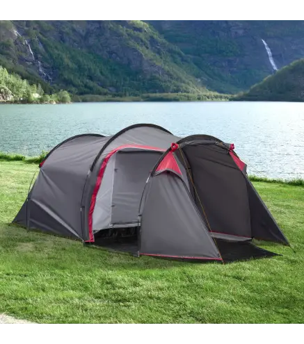 Tienda de Campaña Familiar 2-3 Personas Plegable Impermeable a Prueba de UV 20+ con Vestíbulo 426x206x154 cm Gris Oscuro