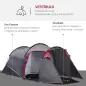 Tienda de Campaña Familiar 2-3 Personas Plegable Impermeable a Prueba de UV 20+ con Vestíbulo 426x206x154 cm Gris Oscuro