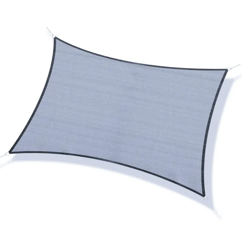 Toldo Vela Rectangular 4x3 m Protección Rayos UV con Bolsa de Transporte Anillas de Acero Inoxidable y Cuerdas Gris