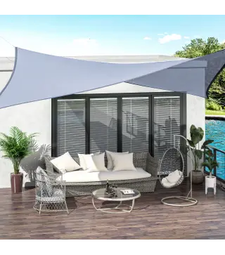 Toldo Vela Rectangular 4x3 m Protección Rayos UV con Bolsa de Transporte Anillas de Acero Inoxidable y Cuerdas Gris