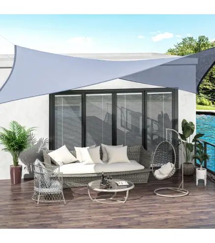 Toldo Vela Rectangular 4x3 m Protección Rayos UV con Bolsa de Transporte Anillas de Acero Inoxidable y Cuerdas Gris