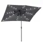 Parasol de Terraza 268x205x248 cm con Techo Inclinable hasta 45° Luces LED Solares e Impermeable Gris Oscuro