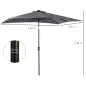 Parasol de Terraza 268x205x248 cm con Techo Inclinable hasta 45° Luces LED Solares e Impermeable Gris Oscuro