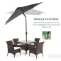 Parasol de Terraza 268x205x248 cm con Techo Inclinable hasta 45° Luces LED Solares e Impermeable Gris Oscuro