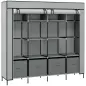 Armario Ropero de Tela Armario Portátil con 10 Compartimentos 2 Rieles Colgantes y 4 Cajones 166x42,5x169,5 cm Gris