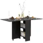 Mesa de Cocina Plegable con 2 Ruedas 2 Estantes de Almacenaje y 2 Alas Abatibles Estilo Moderno 75x140x74 cm Negro