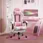 Silla Gamer Reclinable con Reposapiés Sillón Gaming con Reposacabezas Cojín Lumbar y Altura Ajustable 64x67x127 cm Rosa