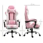 Silla Gamer Reclinable con Reposapiés Sillón Gaming con Reposacabezas Cojín Lumbar y Altura Ajustable 64x67x127 cm Rosa