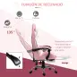 Silla Gamer Reclinable con Reposapiés Sillón Gaming con Reposacabezas Cojín Lumbar y Altura Ajustable 64x67x127 cm Rosa