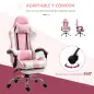 Silla Gamer Reclinable con Reposapiés Sillón Gaming con Reposacabezas Cojín Lumbar y Altura Ajustable 64x67x127 cm Rosa