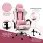 Silla Gamer Reclinable con Reposapiés Sillón Gaming con Reposacabezas Cojín Lumbar y Altura Ajustable 64x67x127 cm Rosa