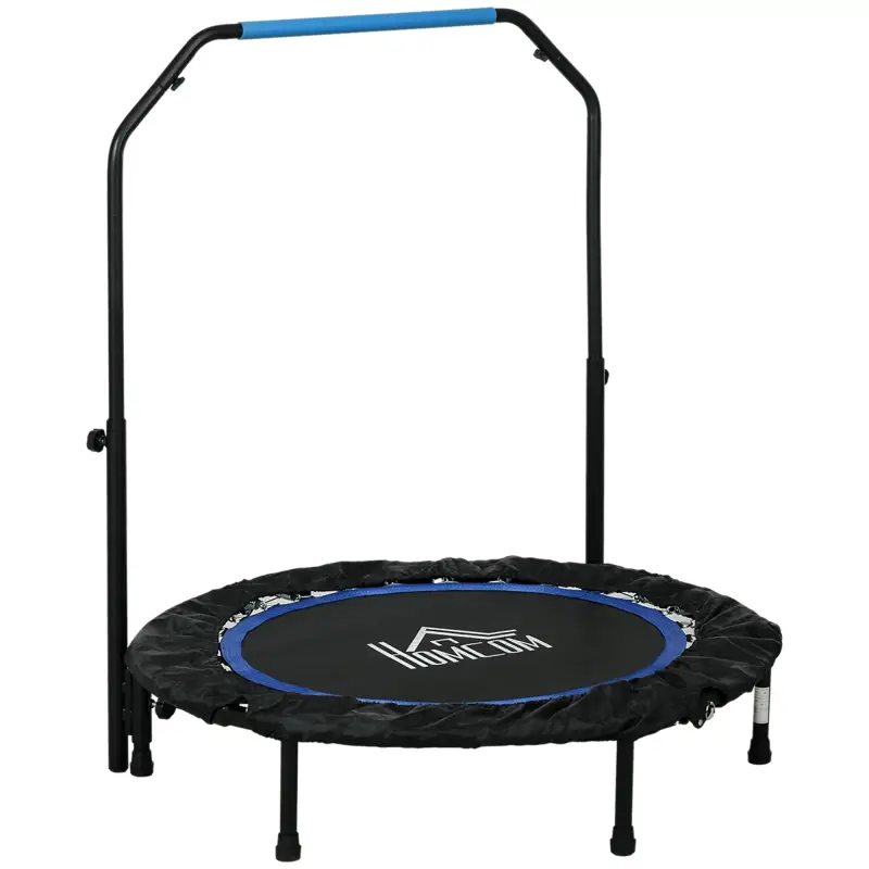 Cama Elástica Plegable Ø102 cm con Mango Ajustable Marco de Acero para Entrenamiento Piernas Cuerpo Azul y Negro