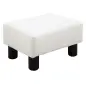 Reposapiés para Sofá Taburete Pequeño Tapizado en Piel Sintética Asiento de Espuma y Patas de Plástico 40x30x24cm Blanco