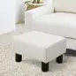 Reposapiés para Sofá Taburete Pequeño Tapizado en Piel Sintética Asiento de Espuma y Patas de Plástico 40x30x24cm Blanco