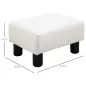 Reposapiés para Sofá Taburete Pequeño Tapizado en Piel Sintética Asiento de Espuma y Patas de Plástico 40x30x24cm Blanco