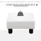 Reposapiés para Sofá Taburete Pequeño Tapizado en Piel Sintética Asiento de Espuma y Patas de Plástico 40x30x24cm Blanco