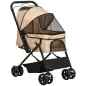 Carrito para Perros con Mango Reversible Cesta de Almacenamiento y Cuerda de Seguridad 76,5x52x95cm Marrón
