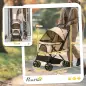 Carrito para Perros con Mango Reversible Cesta de Almacenamiento y Cuerda de Seguridad 76,5x52x95cm Marrón