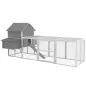 Gallinero de Madera 310,5x149,5x149cm Jaula para 4-6 Gallinas con 2 Ventanas Puertas Nido Bandeja Extraíble y Rampa Gris Gallinero de Madera 310,5x149,5x149cm Jaula para 4-6 Gallinas con 2 Ventanas Puertas Nido Bandeja Extraíble y Rampa Gris