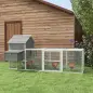 Gallinero de Madera 310,5x149,5x149cm Jaula para 4-6 Gallinas con 2 Ventanas Puertas Nido Bandeja Extraíble y Rampa Gris Gallinero de Madera 310,5x149,5x149cm Jaula para 4-6 Gallinas con 2 Ventanas Puertas Nido Bandeja Extraíble y Rampa Gris