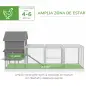 Gallinero de Madera 310,5x149,5x149cm Jaula para 4-6 Gallinas con 2 Ventanas Puertas Nido Bandeja Extraíble y Rampa Gris