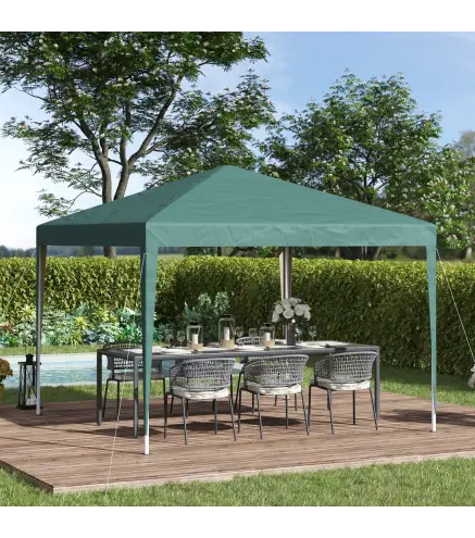 Carpa Plegable 3x3 m con Bolsa de Transporte Altura Ajustable Anti-UV e Impermeable para Terraza Patio Playa Verde