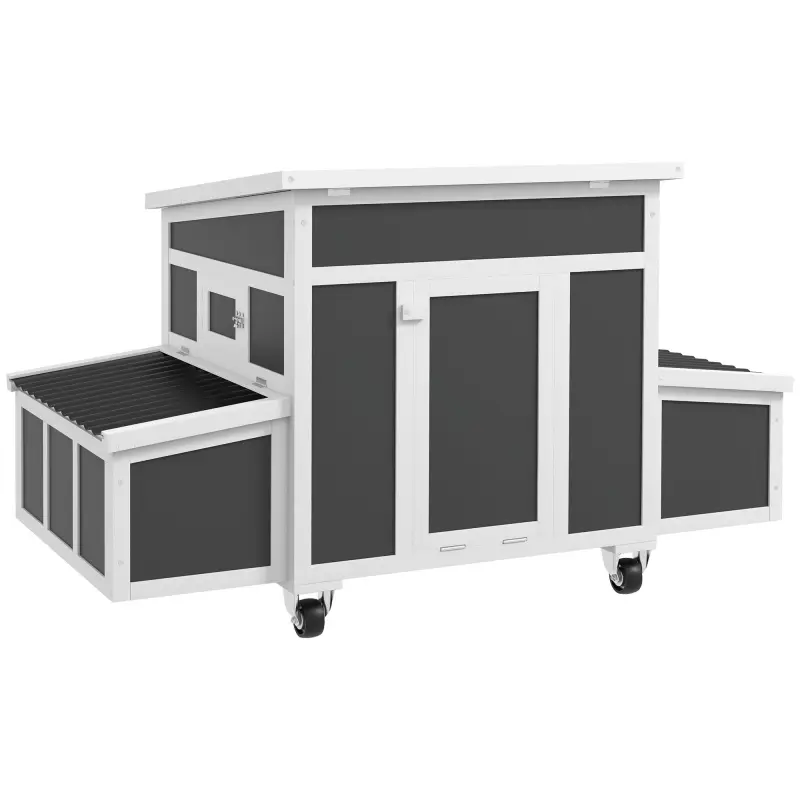 Gallinero para Exterior 147x93,5x89,5cm con Ventana Nido Bandeja Extraíble y Perchas Jaula para 1-6 Gallinas Gris Oscuro