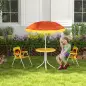 Set de 2 Sillas Plegables y Mesa para Niños Mesa con Sombrilla Ajustable en Altura Temática de León para Jardín Amarillo