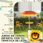 Set de 2 Sillas Plegables y Mesa para Niños Mesa con Sombrilla Ajustable en Altura Temática de León para Jardín Amarillo