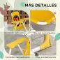 Set de 2 Sillas Plegables y Mesa para Niños Mesa con Sombrilla Ajustable en Altura Temática de León para Jardín Amarillo