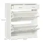 Mueble Zapatero Estrecho Armario de Zapatos con 2 Cajones Abatibles para 12 Pares de Zapatos 80x30x91,5 cm Blanco