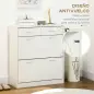 Mueble Zapatero Estrecho Armario de Zapatos con 2 Cajones Abatibles para 12 Pares de Zapatos 80x30x91,5 cm Blanco