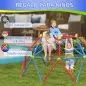 Cúpula de Escalada Juego de Cúpula Geométrica para 3-8 Años con Marco de Metálico Carga 180 kg Ø183x90 cm Rojo y Azul