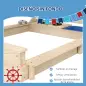 Arenero Infantil con Toldo Volante Juguetes de Cocina y Forma de Barco Pirata para Patio Jardín 180x103x144,5 cm Natural