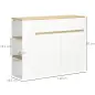 Aparador Armario de Cocina con 2 Puertas Cajón y 3 Estantes Abiertos para Salón Comedor 110x29,5x82 cm Blanco