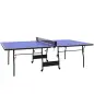 Mesa de Ping-Pong Tamaño Estándar con 4 Ruedas Red 2 Paletas y 3 Pelotas para Interior 274x152,5x76 cm Azul