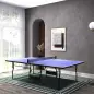 Mesa de Ping-Pong Tamaño Estándar con 4 Ruedas Red 2 Paletas y 3 Pelotas para Interior 274x152,5x76 cm Azul