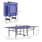 Mesa de Ping-Pong Tamaño Estándar con 4 Ruedas Red 2 Paletas y 3 Pelotas para Interior 274x152,5x76 cm Azul
