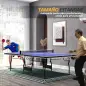Mesa de Ping-Pong Tamaño Estándar con 4 Ruedas Red 2 Paletas y 3 Pelotas para Interior 274x152,5x76 cm Azul