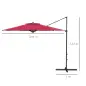 Sombrilla de Jardín Ajustable Ø294x242 cm con Poste Giratorio 360° Ángulo de Techo Ajustable y Ventilación Rojo Vino