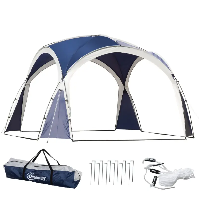 Toldo Camping Plegable 3,5x3,5 m con Gancho Bolsa de Transporte Impermeable y Protección UV para Terraza Playa Azul