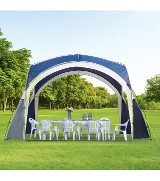 Toldo Camping Plegable 3,5x3,5 m con Gancho Bolsa de Transporte Impermeable y Protección UV para Terraza Playa Azul