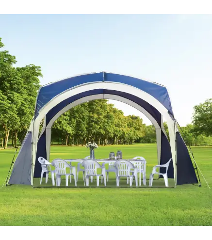 Toldo Camping Plegable 3,5x3,5 m con Gancho Bolsa de Transporte Impermeable y Protección UV para Terraza Playa Azul